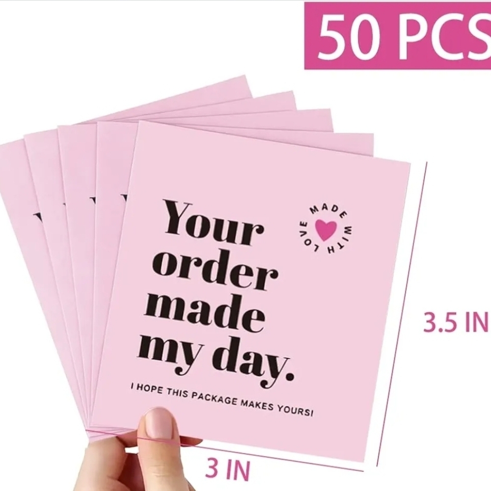 Pink Thank You Cards | Heart Design, Durable Paper, 50 Total - Picture 2 of 6